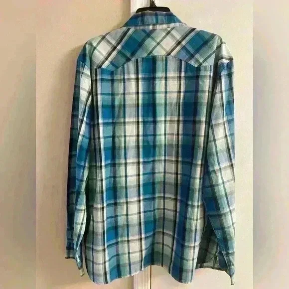 Levi’s Strauss &‎ co, men’s plaid double breasted snap up shirt. XL - Picture 5 of 7
